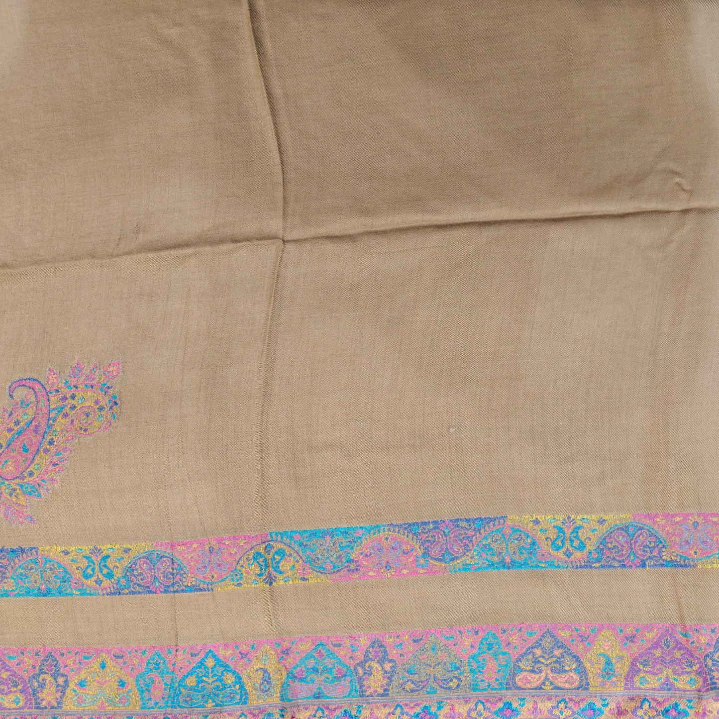 Premium Beige Kashmiri Pashmina Shawl for Women | Multicolor Paisley Embroidered Soft Winter Shawl | Luxury Designer Wrap