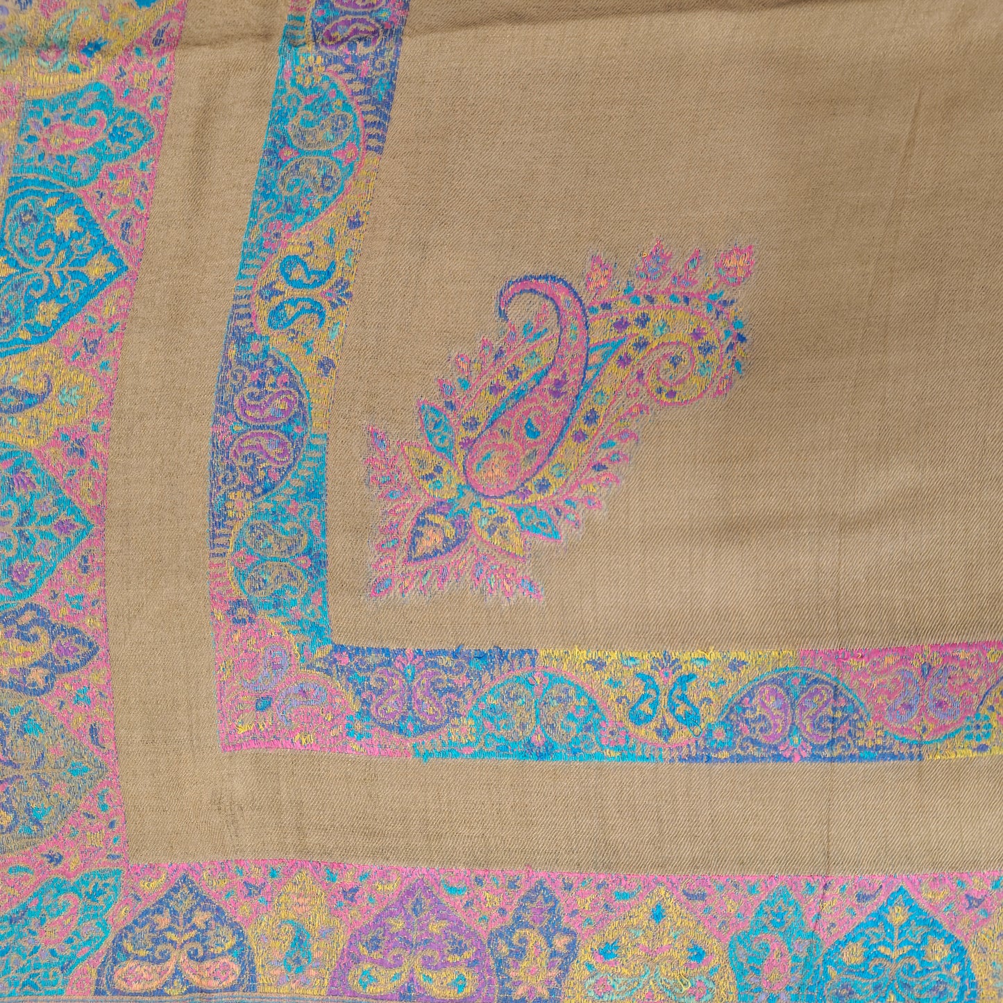 Premium Beige Kashmiri Pashmina Shawl for Women | Multicolor Paisley Embroidered Soft Winter Shawl | Luxury Designer Wrap
