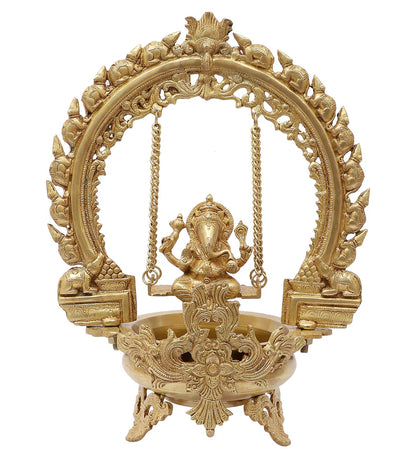 Ethnic Design Swinging Lord Ganesha Brass Urli