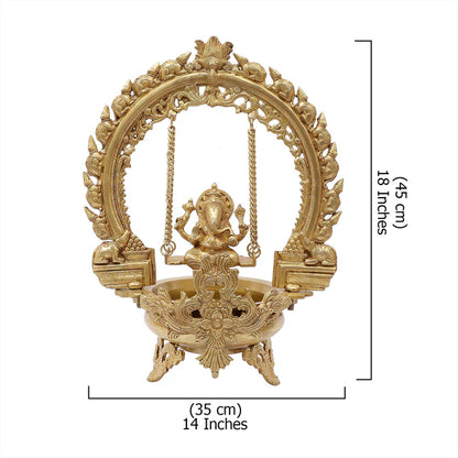 Ethnic Design Swinging Lord Ganesha Brass Urli