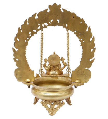 Ethnic Design Swinging Lord Ganesha Brass Urli