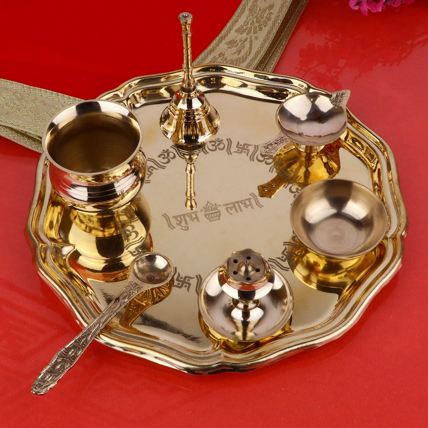 Brass Shubh Labh Pooja Thali Set