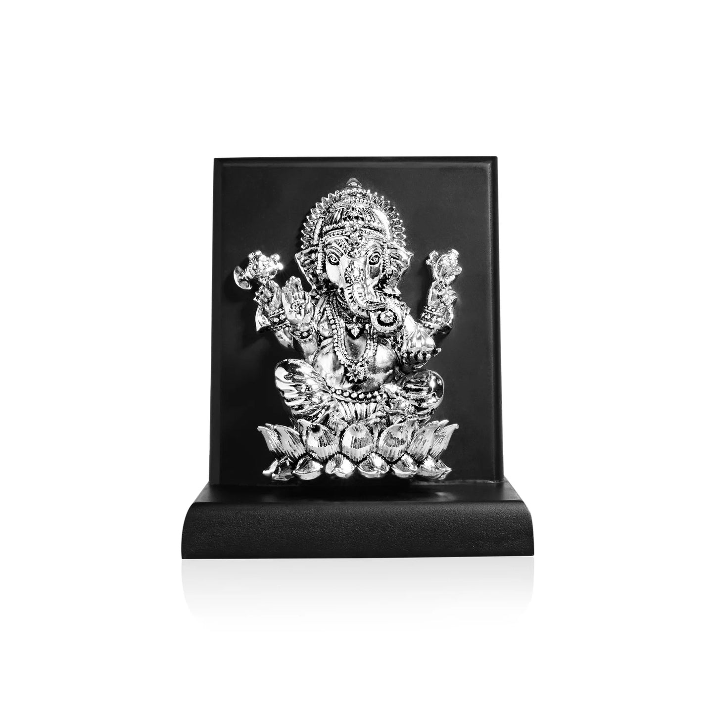 999 Pure Silver Lord Ganesha Idol on Wooden Base for Home & Office
