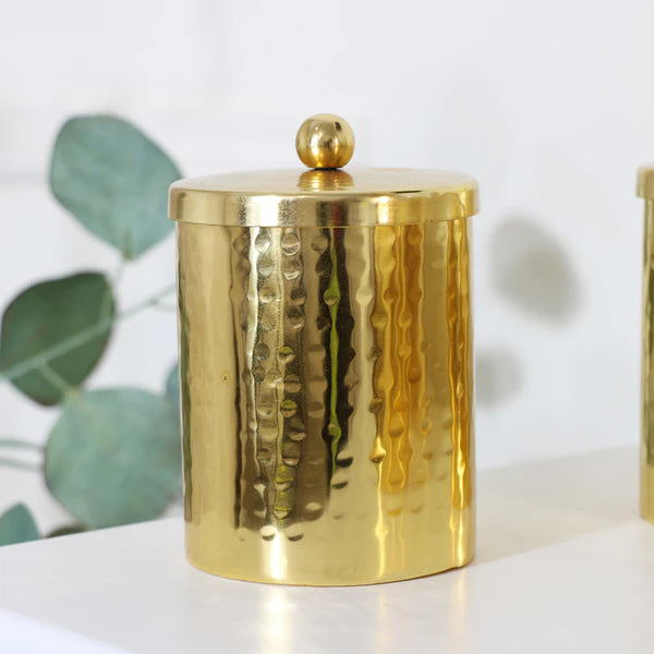 Hammered Gold Brass Jars