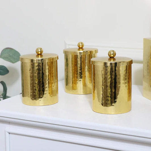 Hammered Gold Brass Jars