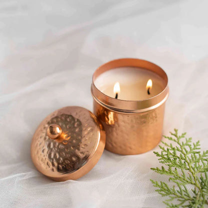 Musk & geranium Scented Rose gold Dual wick Votive-shaped Candle