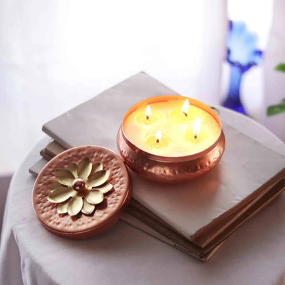 Musk & geranium Scented Multi-wick Rose Gold Tart-shaped Candle