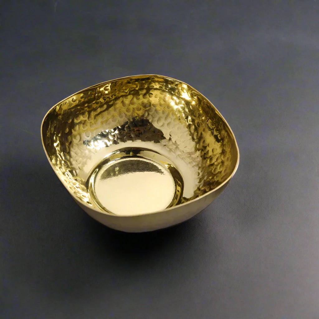 Brass Hammered Square Thali Set