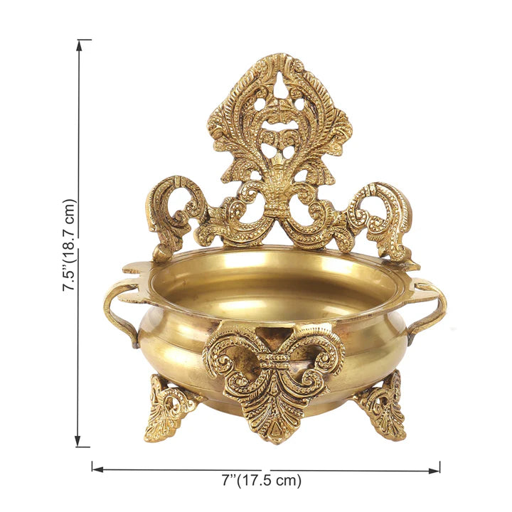 Golden Brass Ethnic Carved Decorative Urli