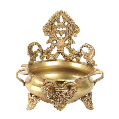 Golden Brass Ethnic Carved Decorative Urli