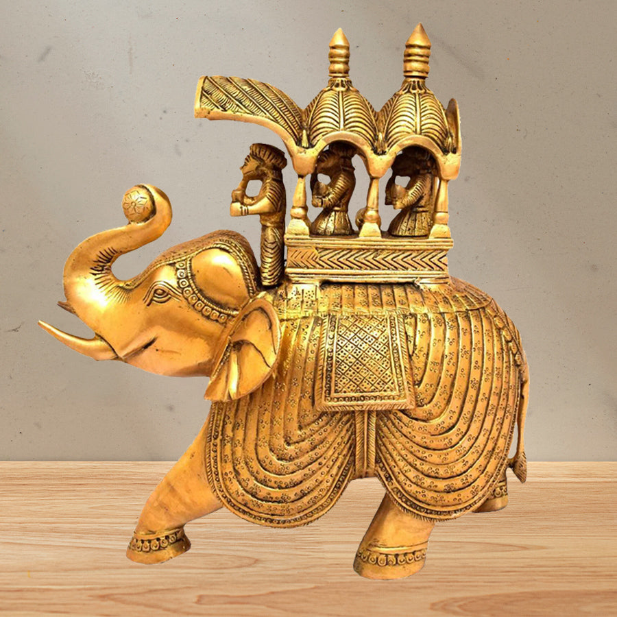 Pure Brass Big elephant with howdah showpiece