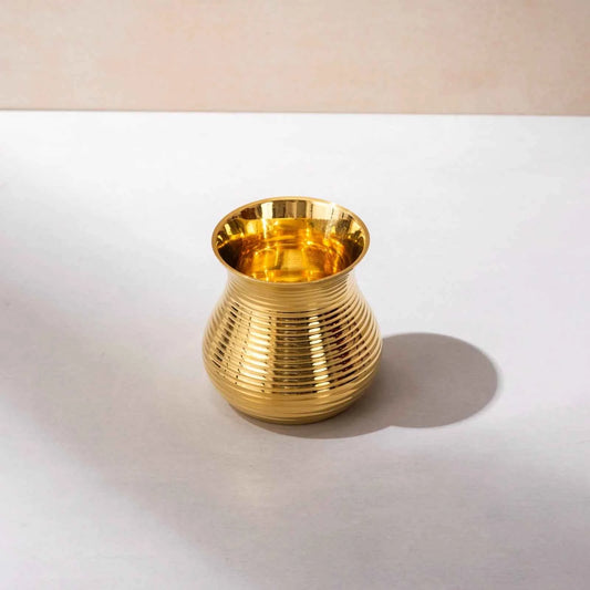 Jain Art Villa Brass Matki Glass /Tumbler/Glass – Pooja Lota/Brass Water Pot  3 incg