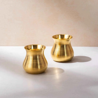 Jain Art Villa Brass Matki Glass /Tumbler/Glass – Pooja Lota/Brass Water Pot  3 incg