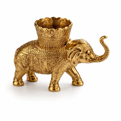 Brass Elephant Pen Holder for Desk – Decorative Golden Office Organizer