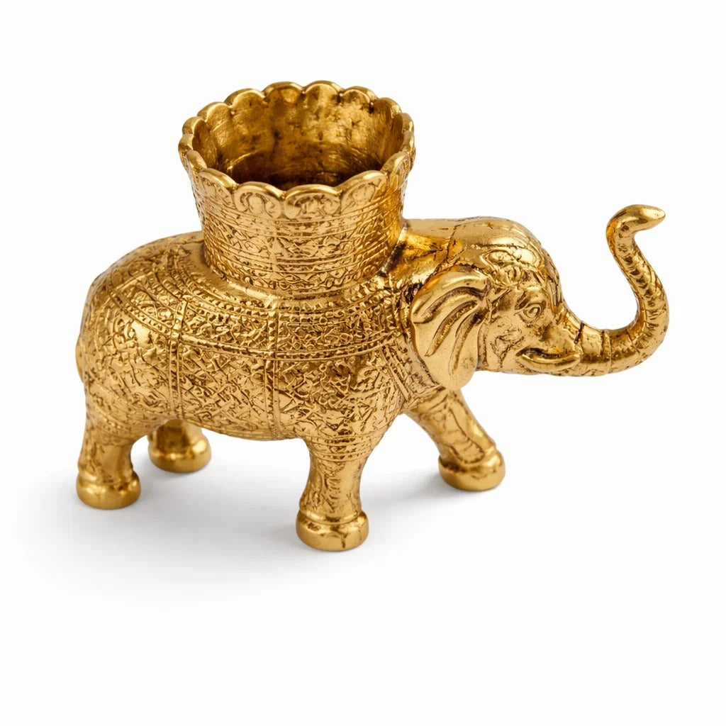 Brass Elephant Pen Holder for Desk – Decorative Golden Office Organizer