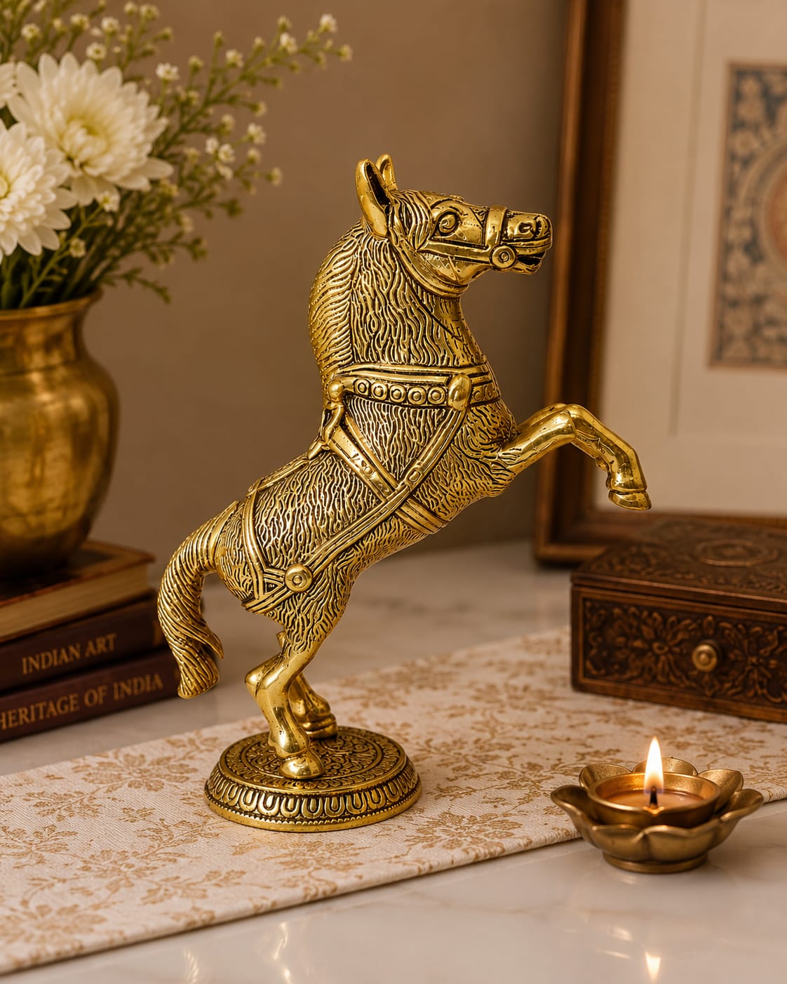Decorative Brass Horse Figurine | Vastu Feng Shui Horse for Prosperity & Success