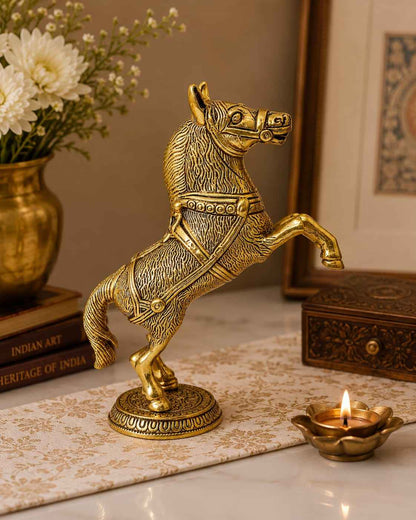 Decorative Brass Horse Figurine | Vastu Feng Shui Horse for Prosperity & Success pack of 2