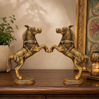 Decorative Brass Horse Figurine | Vastu Feng Shui Horse for Prosperity & Success pack of 2
