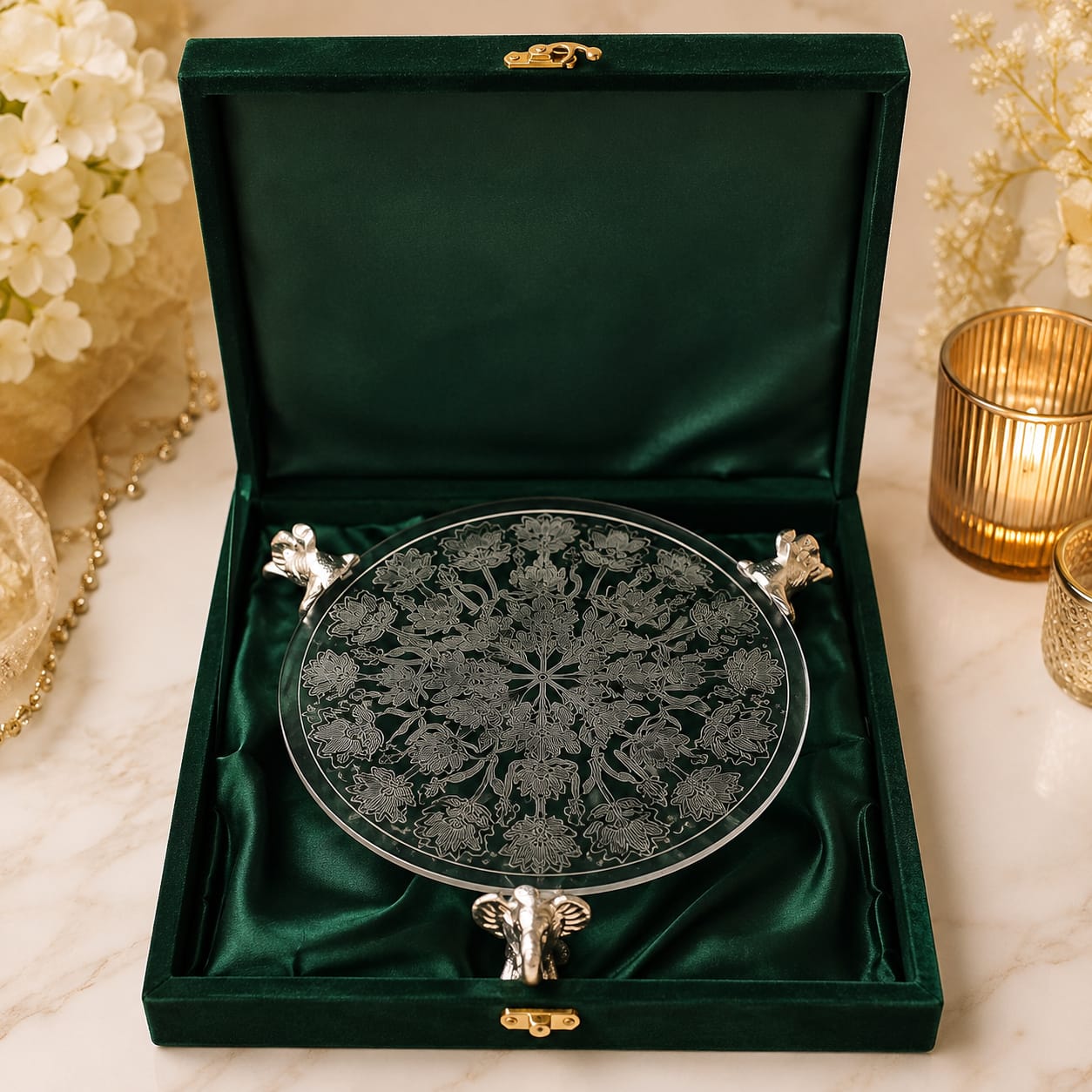 Heritage Cake Platter with Elephant Leg 12 inch