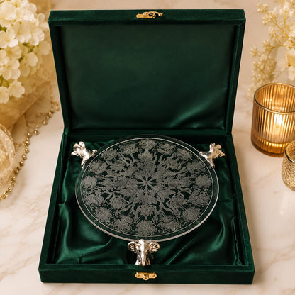Heritage Cake Platter with Elephant Leg 12 inch