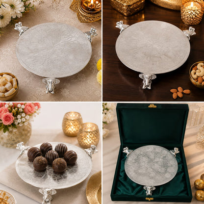 Heritage Cake Platter with Elephant Leg 12 inch
