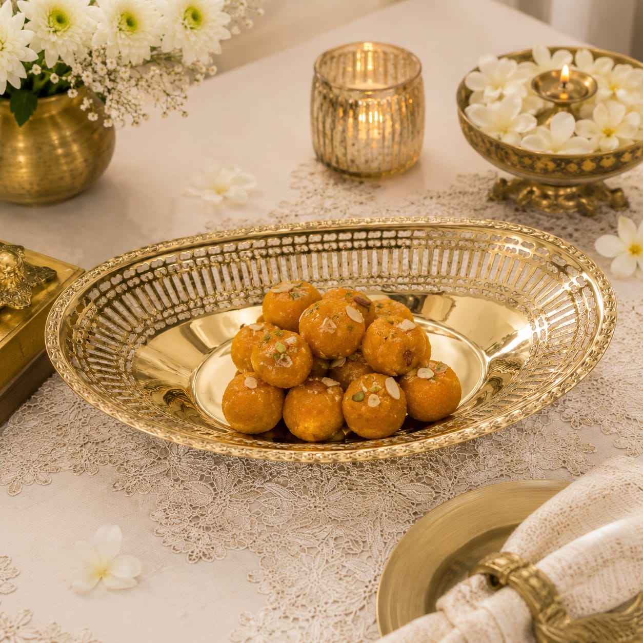 Heritage Brass Serving Basket 12 inch