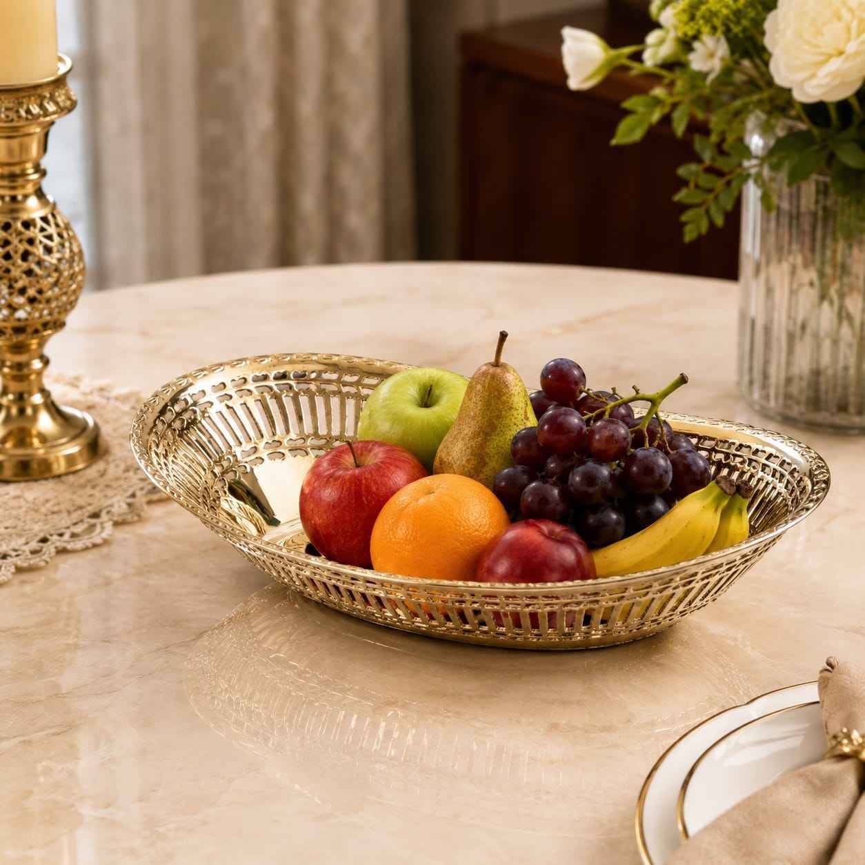 Heritage Brass Serving Basket 12 inch
