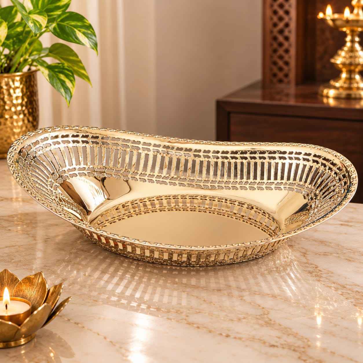 Heritage Brass Serving Basket 12 inch
