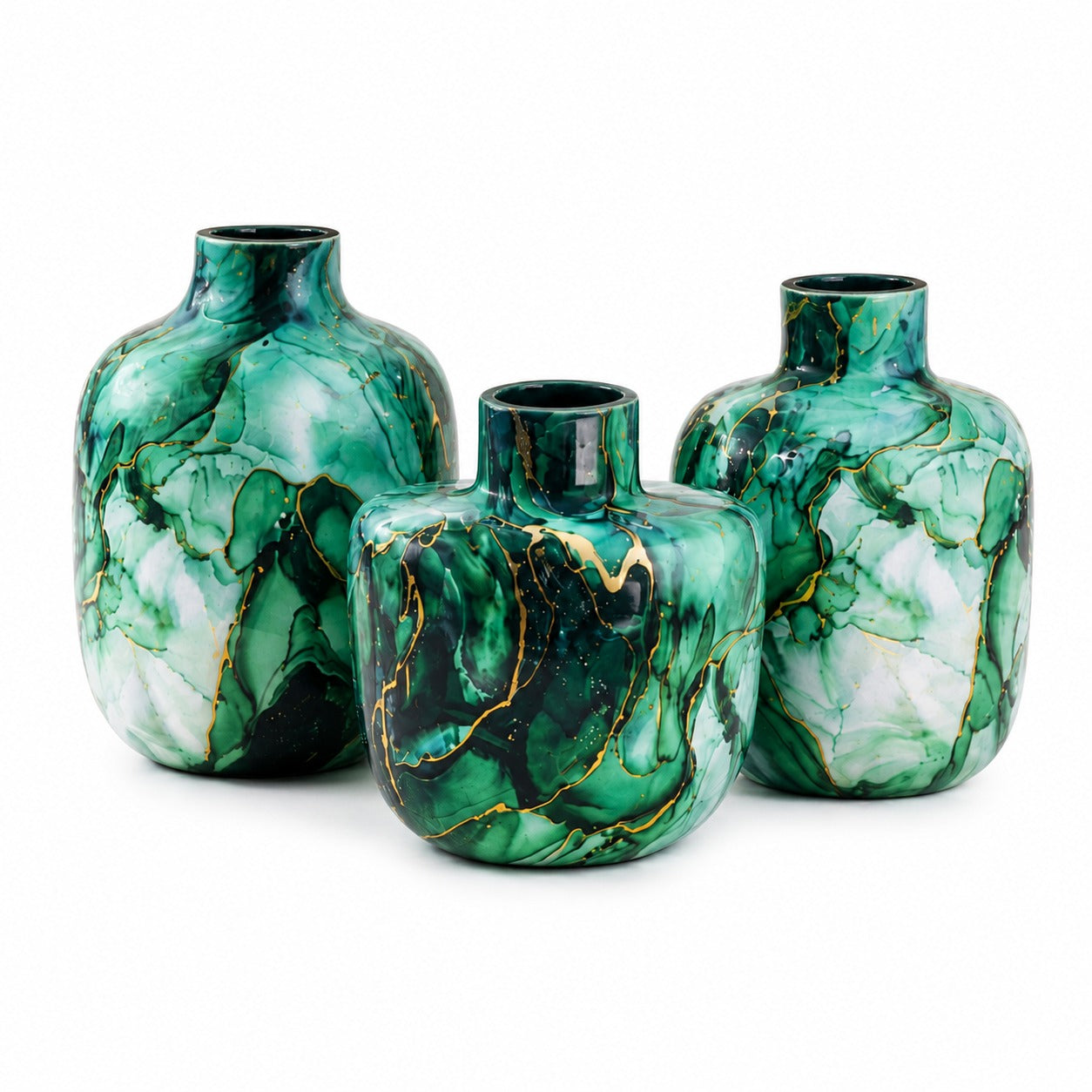 Floral Metal Planter Set of 3 – Unbreakable Vintage Vases 8,10,12 inch