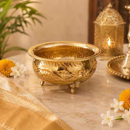 Embossed Metal bowl serving Bowl Set with Domed Lids & Rectangular Tray – Festive Dry Fruit Set (Copy) (Copy)