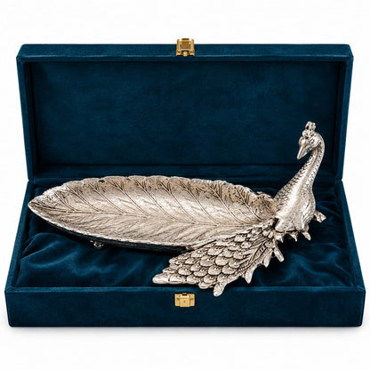 German silver Handcrafted Silver Peacock Decorative Tray