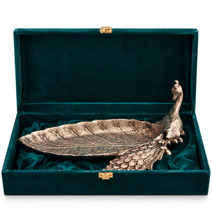 German silver Handcrafted Silver Peacock Decorative Tray