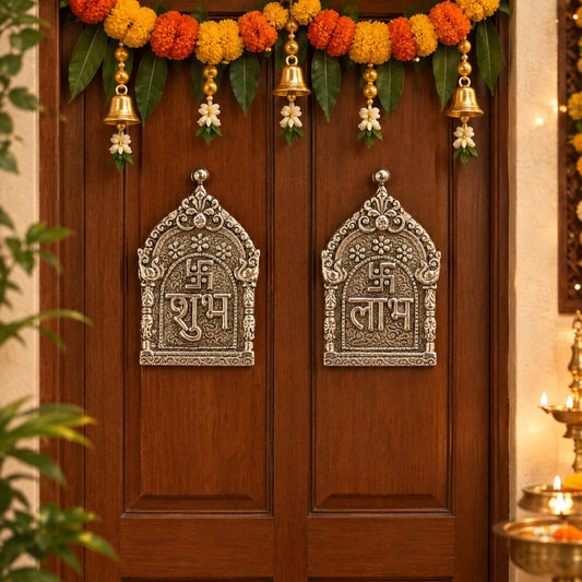 German Silver Shubh Labh Antique Idols | Diwali Home Decor