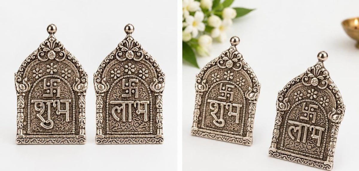German Silver Shubh Labh Antique Idols | Diwali Home Decor