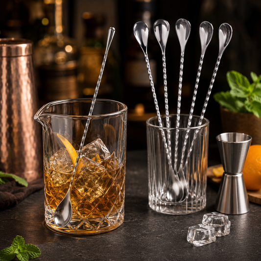 Japanese Style Twisted Cocktail Mixing Spoon - Set of 6