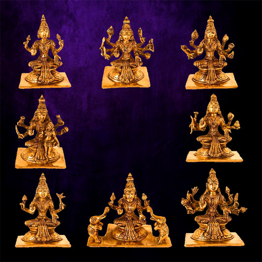 Brass Ashtalakshmi Statues Set | 8-Piece Idols