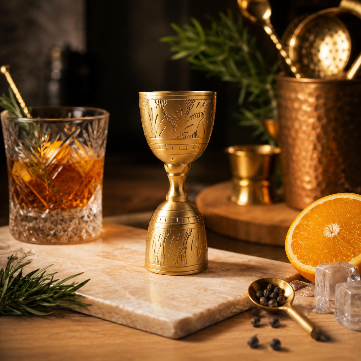 Brass Peg Measure 30/60ml Double Jigger for Cocktails & Bar
