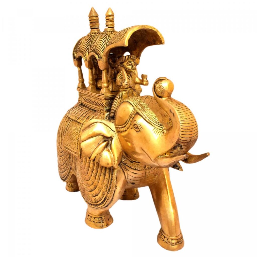 Pure Brass Big elephant with howdah showpiece