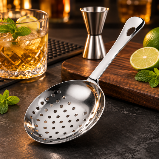 Silver Stainless Steel Julep Strainer for Home & Professional Bars - set of 2