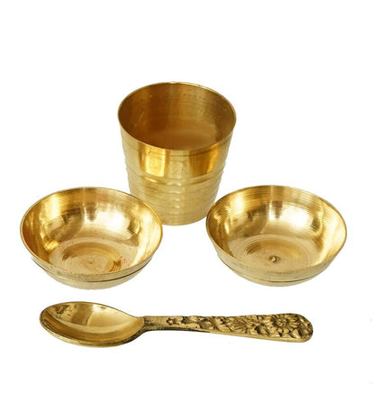 Golden Brass Pooja / Bhog Thali Set