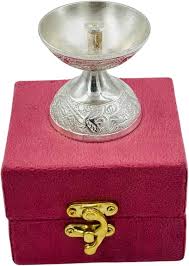 German Silver Diya on Stand – Decorative Aarti Lamp with Gift Box set of 6