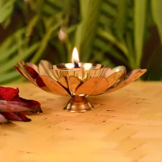 Brass Lotus Shape Kamal Patti Akhand Diya