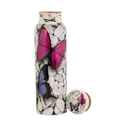 Butterfly Meenakari - 100% Pure Copper Water Bottle (1000 ml)