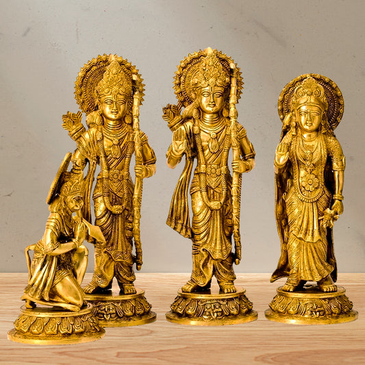 Shri Ram Darbar Brass Murties Set (Rama, Sita, Lakshman, Hanumana)