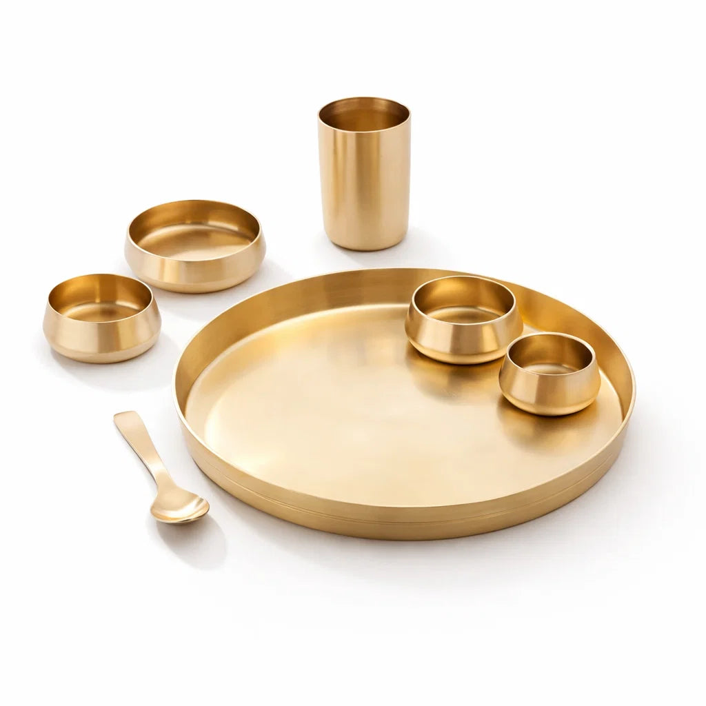 Jain ART vilaa Brass Matt Thali/Dinner Set