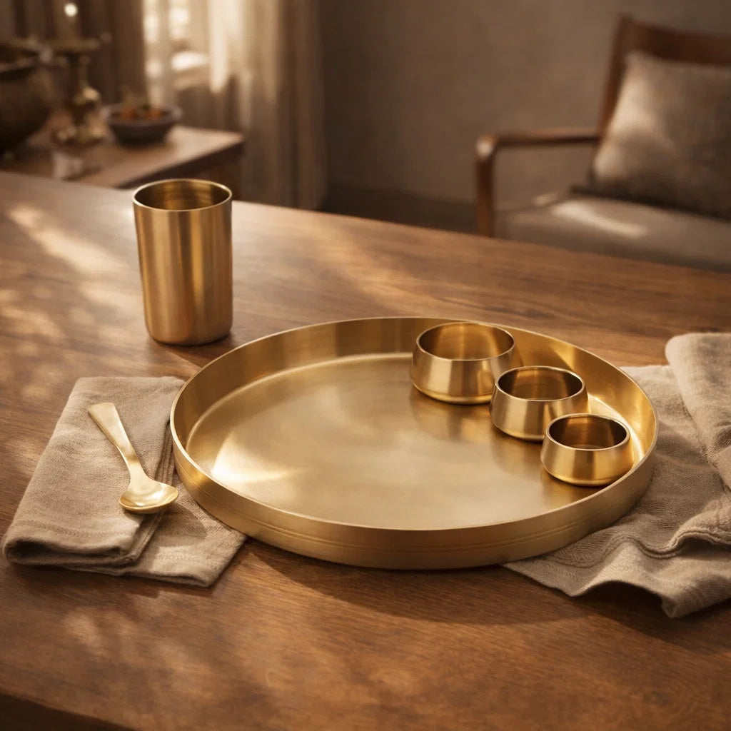 Jain ART vilaa Brass Matt Thali/Dinner Set